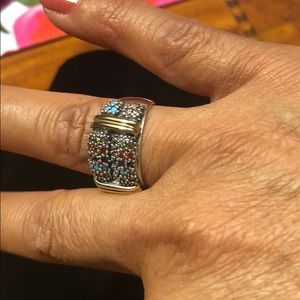 Ring 925 SS with Gold accents multicolored.